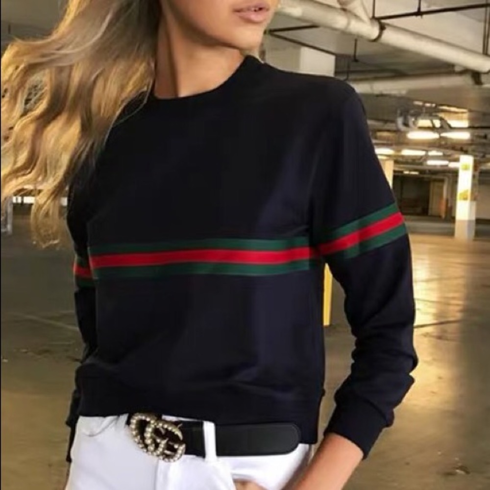 (Almost New) Black Striped Sweatshirt